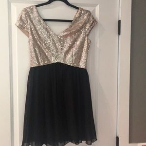 Sequined and black chiffon dress